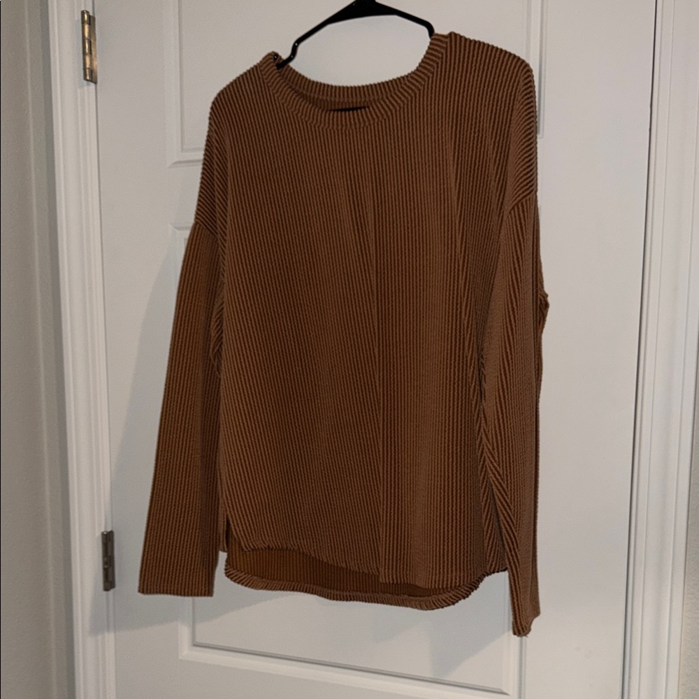 Maurices Brown Ribbed Long Sleeve Top